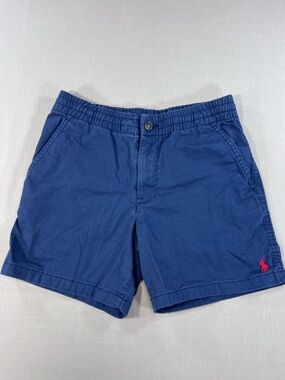 Polo Ralph Lauren Boys 10 Navy Blue Pull-On Chino Shorts Elastic Waist Red Pony